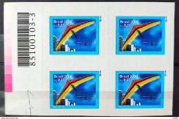 Brazil Regular Stamp Cod Rhm 787 Radical Sports Wing Delta Perce In Wave 2000 Block Of 4 Bar Code - Ungebraucht