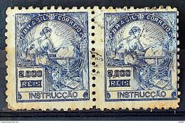 Brazil Regular Stamp Cod Rhm 308 Grandma Instruction 2000 Reis Filigree N 1936 Pair Circulated 2 - Used Stamps