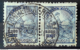 Brazil Regular Stamp Cod Rhm 308 Grandma Instruction 2000 Reis Filigree N 1936 Pair Circulated 3 - Usati