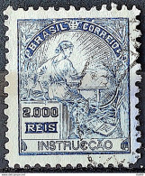 Brazil Regular Stamp Cod Rhm 308 Grandma Instruction 2000 Reis Filigree N 1936 Circulated 4 - Usati