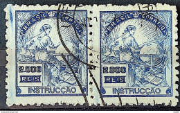 Brazil Regular Stamp Cod Rhm 308 Grandma Instruction 2000 Reis Filigree N 1936 Pair Circulated 4 - Used Stamps