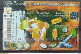 B 114 Brazil Stamp Geology Hannover Map Jewel Gold Diamond 2000 - Unused Stamps