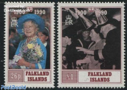 Falkland Islands 1990 Queen Mother 2v, Mint NH, History - Kings & Queens (Royalty) - Familles Royales