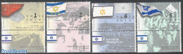 Israel 2003 Flag History 4v, Mint NH, History - Nature - Flags - Horses - Neufs (avec Tabs)