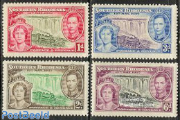 Rhodesia, Southern 1937 Coronation 4v, Mint NH, History - Transport - Kings & Queens (Royalty) - Railways - Art - Brid.. - Familles Royales