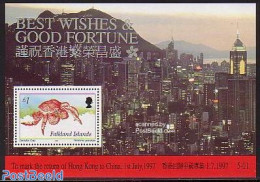 Falkland Islands 1997 Hong Kong To China S/s, Mint NH, Nature - Various - Shells & Crustaceans - Holograms - Crabs And.. - Marine Life