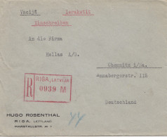 Lettland: 1930: Einschreiben Riga Nach Chemnitz - Latvia