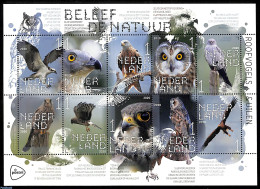 Netherlands 2020 Birds Of Prey 10v M/s S-a, Mint NH, Nature - Birds - Birds Of Prey - Owls - Ongebruikt