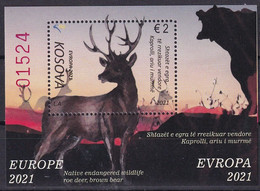 KOSOVO 2021,EUROPA CEPT,ENDANGERED WILDLIFE,FAUNA,,BLOCK,MNH - Kosovo