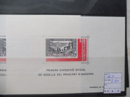 Andorre  Andorra Bl Bloc Blok 1 + Timbre Neuf  Mnh ** Parfait Perfect - Blocs-feuillets