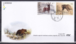 KOSOVO 2021,EUROPA CEPT,ENDANGERED WILDLIFE,FAUNA,BEAR,FDC - Kosovo