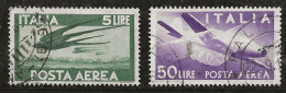 Italie 1945-1947 N°Y.T. ; PA 116 Et 121 Obl. - Posta Aerea