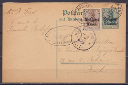 EP CP Postkarte 5c + 3c Càd ROCHEFORT /15 IV 1917 Pour Comité Des Réfugiés à BINCHE - Cachet Censure "MIL. POST UBERWACH - Occupation Allemande