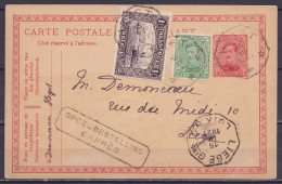 EP En Exprès CP 10c Rouge (N°138) + N°137+145 Càd Octogon. *HEYST* /15 IV 1921 Pour LIEGE - Griffe [SPOEDBESTELLING / EX - Postcards 1909-1934