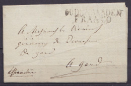 Partie De L. Datée 28 Septembre 1824 De MOEREGHEM (Moregem) Pour GAND - Griffe "OUDENAARDEN / FRANCO" - Man. "franchise" - 1815-1830 (Holländische Periode)