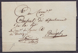 L. Datée 6 Messidor An 7 (24 Juin 1799) En Franchise De WERVICK Pour BRUGES - 1794-1814 (Période Française)