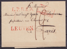 L. Datée 19 Novembre 1827 De LOUVAIN Pour PARIS - Griffes Rouges "LEUVEN", "L.P.B.2.R." & [PAYS-BAS PAR VALENCIENNES] -  - 1815-1830 (Periodo Holandes)