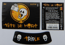 Bier Etiket (3z3), étiquette De Bière, Beer Label, Tête De Mort Triple Brouwerij De Bocq - Birra