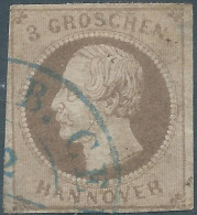 Germany-Deutschland,German Ancient States Hannover,1859 -1861 King George V,3Gr Brown,oblitéré,Value:€60,00 - Hanover