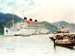 Reproduction Peinture Paquebot Transport De Troupes Île De France Par Jean Clermont - Bateaux