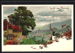 Künstler-AK Heinrich Kley: Freiburg, Panorama  - Kley