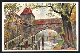 Künstler-AK Heinrich Kley: Nürnberg, Bayerische Jubiläums- & Landesausstellung 1906, Kasematten  - Kley