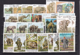 SA04 Laos Selection Of Various Used Stamps With Elephants - Laos