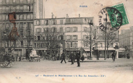 FRANCE - Paris - Vue Sur Le Boulevard De Ménilmontant à La Rue Des Amandiers (XXe) - Animé - Carte Postale Ancienne - Otros Monumentos