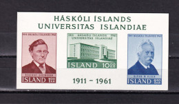 LI03 Iceland 1961 50th Anniv Of The University Of Iceland Mint Mini Sheet Imperf - Ongebruikt