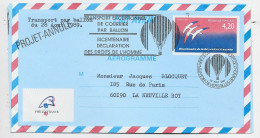 FRANCE AEROGRAMME 4.20 FOLON ENVELOPPE COVER TRANSPORT EXCEPTIONNEL PAR BALLON 1989 PHILEX PROJET ANNULE - Aérogrammes