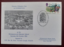 LETTER G-BRETAGNE N°1775 (y&t) Rickmansworth 8 Octobre1994 - Masonic School - Masonic Philatelic Club - Material Postal