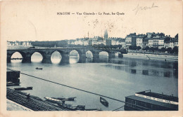 FRANCE - Macon - Vue Générale - Vue Sur Le Pont - Les Quais - Bateaux - Maisons - Carte Postale Ancienne - Macon