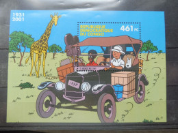 Rdc Congo Bl Bloc Blok 205 Tintin Kuifje Mnh Neuf ** Perfect Parfait ( 2001 ) - Nuovi