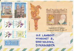 Brazil Air Mail Cover Sent To Denmark 17-2-1992 Topic Stamps And A Souvenir Sheet - Aéreo