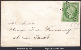 FRANCE EMPIRE N° 12 SEUL SUR LETTRE AVEC CACHET ETOILE MUETTE DE PARIS - 1853-1860 Napoleone III