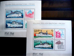 Poland 1986 Block 98-99 S/S 2730a 2732a Ferryboats Ferries BOAT, Ship MNH - Nuovi
