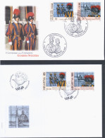 Vatican 2005 Mi# 1538-1539 / Switzerland Mi# 1945-1946 - FDC (2) - Swiss Papal Guards, 500th Anniv. - FDC