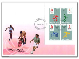 Mozambico 2008, Olympic Games In Beijing, Football, Basketball, Swimming, Athletic, 4val IMPERFORATED In FDC - Swimming