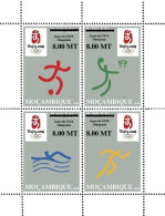 Mozambico 2008, Olympic Games In Beijing, Football, Basketball, Swimming, Athletic, Overprinted, 4val - Basket-ball