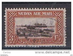 SUDAN:  1950  AIR  MAIL  -  3 1/2 P.  USED  STAMP  -  YV/TELL. 36 - Soudan (...-1951)