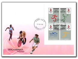 Mozambico 2008, Olympic Games In Beijing, Football, Basketball, Swimming, Athletic, Overprinted, 4val IMPERFO. In FDC - Pallacanestro