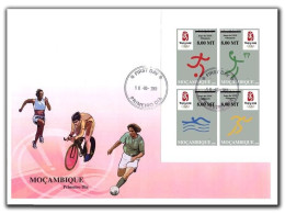 Mozambico 2008, Olympic Games In Beijing, Football, Basketball, Swimming, Athletic, Overprinted, 4val IMPERFO. In FDC - Zwemmen
