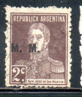 ARGENTINA 1923 1931 VARIETY OFFICIAL DEPARTMENT STAMP OVERPRINTED M.M. MINISTRY OF MARINE MM 2c USED USADO - Officials