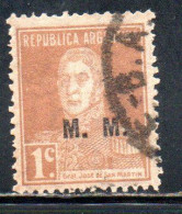 ARGENTINA 1923 1931 OFFICIAL DEPARTMENT STAMP OVERPRINTED M.M. MINISTRY OF MARINE MM 1c USED USADO - Officials