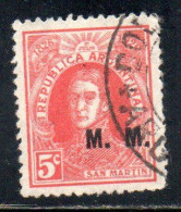 ARGENTINA 1923 1931 OFFICIAL DEPARTMENT STAMP OVERPRINTED M.M. MINISTRY OF MARINE MM 5c USED USADO - Officials