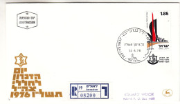 Israël - Lettre Recom De 1976 - Oblit Jerusalem - Exp Vers Haifa - Journée Du Souvenir - - Lettres & Documents
