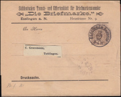 Württemberg PS 2 Streifband Die Briefmarke ESSLINGEN-BAHNHOF 19.6.1896 - Enteros Postales