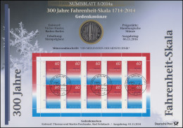 3109 300 Jahre Fahrenheit-Skala - Numisblatt 5/2014 - Enveloppes Numismatiques