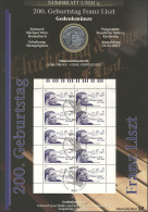 2846 Komponist Und Pianist Franz Liszt - Numisblatt 1/2011 - Enveloppes Numismatiques