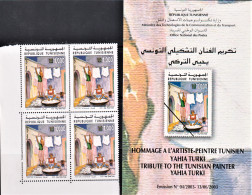 2003-Tunisie/Y&T1481-Hommage A L'artiste-Peintre Tunisien Yahia Turki-"La Lessiveuse" Bloc 4  4V/MNH*****+ Prospectus - Modern